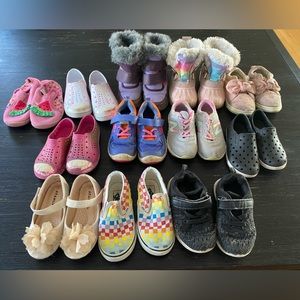 Toddler Girl Shoe and Boot Bundle. Lot of 12 Pairs. Size US 8 and 9 Toddler.